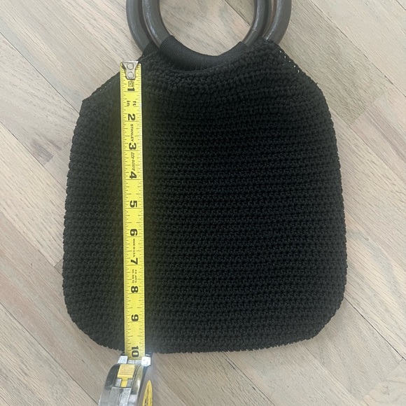 Macrame black purse with round handles - Picture 2 of 5